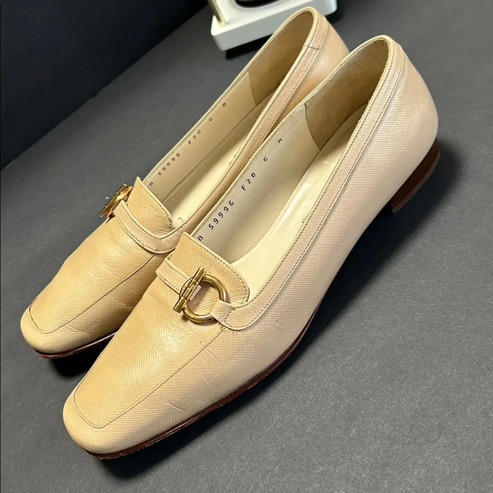 Salvatore Ferragamo Beige and Brown Loafers - Picture 6 of 17